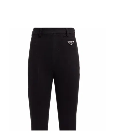 Prada Stretch Flannel Pants In Black