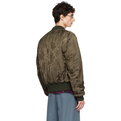 Dries Van Noten Khaki Pattern Bomber Jacket In Brown