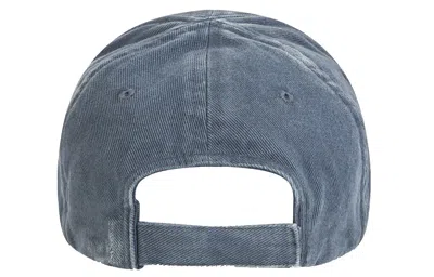 Balenciaga Logo Front Cap 'grey' In Blue