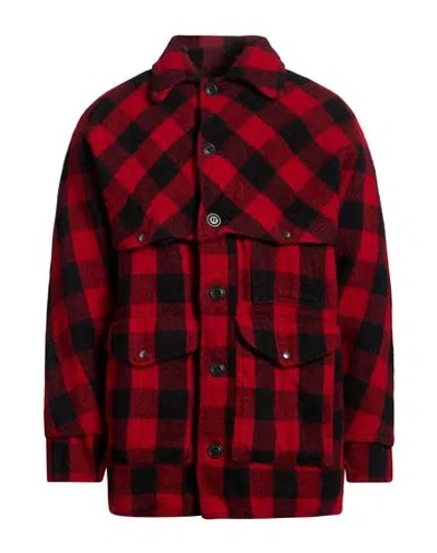 Junya Watanabe Checked Press-stud Shirt Jacket In Red