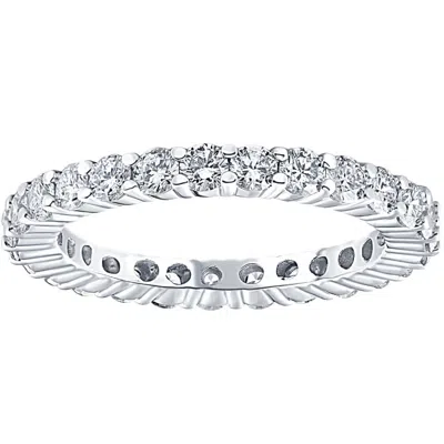 Pompeii3 1ct Prong Lab Grown Diamond Eternity Wedding Stackable Ring 14k White Gold Size Selectable In Metallic
