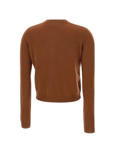 Marella Button-front Long-sleeve Knit Top In Brown