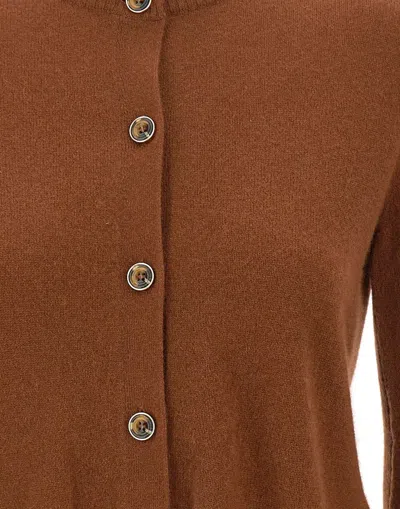 Marella Button-front Long-sleeve Knit Top In Brown