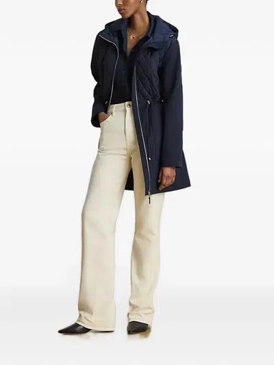 Ralph Lauren Quilted-panel Drawstring Coat In Blue