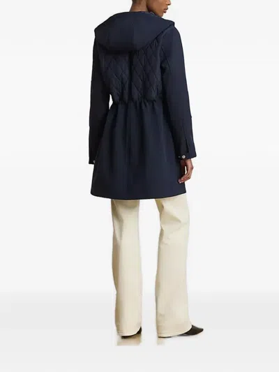 Ralph Lauren Quilted-panel Drawstring Coat In Blue