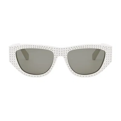 Celine Monochroms Acetate Cat-eye Sunglasses In ["white","grey","black"]