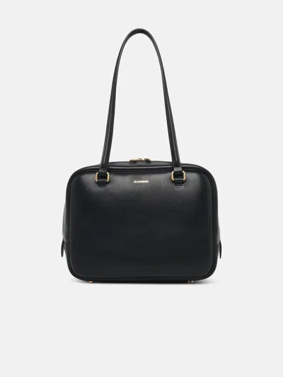 Jil Sander Medium Vision Leather Shoulder Bag In Black