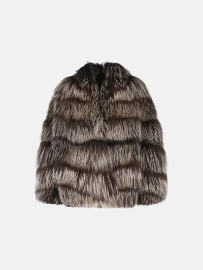 Simonetta Ravizza 'banny' Fox Fur 'silver Fox Iris' In Gray