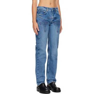 Stefan Cooke Blue Braided Jeans In Blue