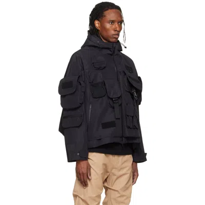 We11 Done Black Military Shell Jacket In Blue