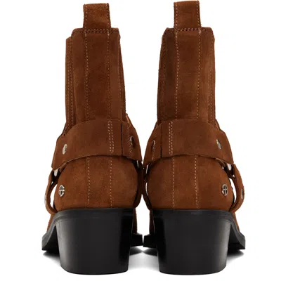 Anine Bing Tan Mid Biker Boots In Multi