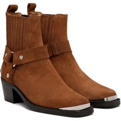 Anine Bing Tan Mid Biker Boots In Multi