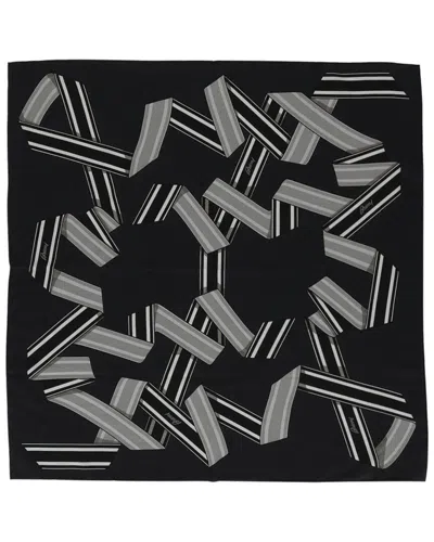 Brioni Patterned Silk-blend Scarf In Black