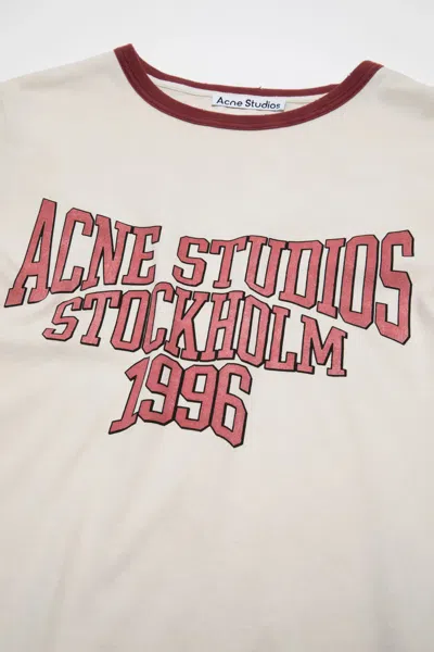 Acne Studios Eram College Logo Ringer Graphic T-shirt In White