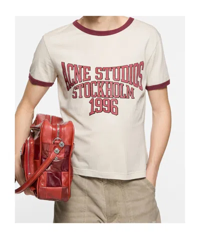 Acne Studios Eram College Logo Ringer Graphic T-shirt In White