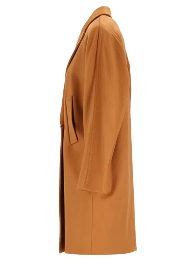 Max Mara Studio Double-breasted Drap Coat In Brown