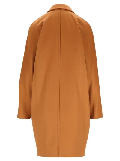 Max Mara Studio Double-breasted Drap Coat In Brown