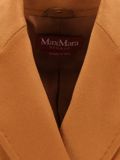 Max Mara Studio Double-breasted Drap Coat In Brown