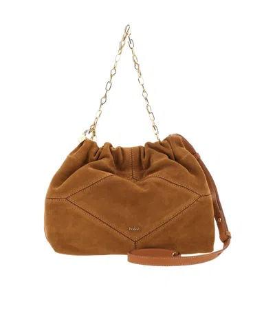 Bash Ruched Chain Strap Shoulder Bag In Brown