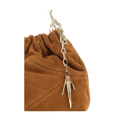 Bash Ruched Chain Strap Shoulder Bag In Brown