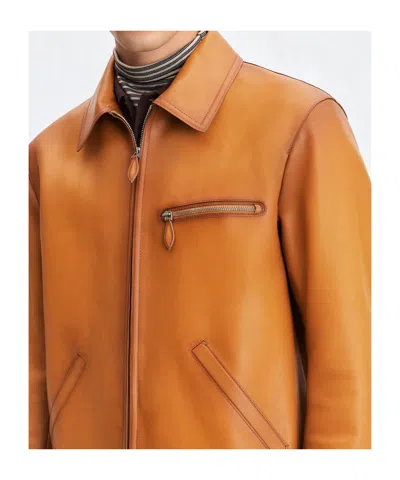 Berluti Distressed Leather Jacket In Brown