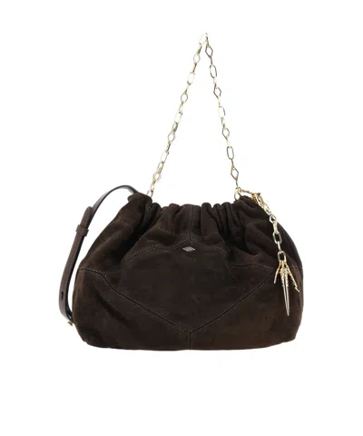 Bash Chain Strap Suede Shoulder Bag In Brown