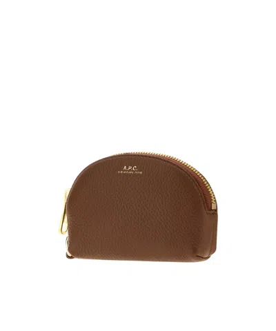 A.p.c. Zippered Key Case In Brown