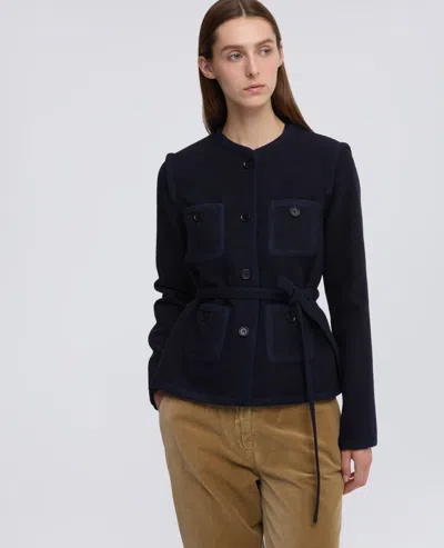 Aspesi Belted Four-pocket Jacket In Blue