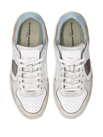 Philippe Model Paris White Contrast Panel Sneakers In White