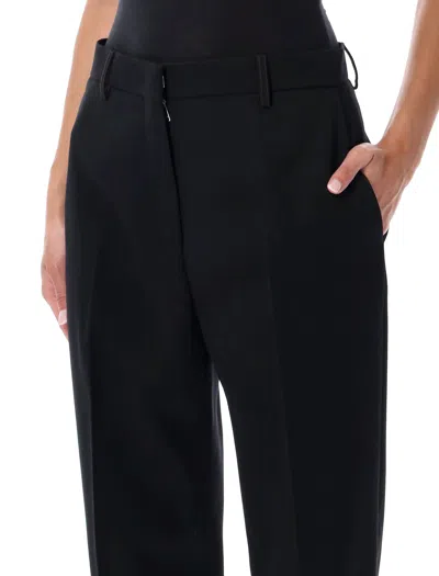 Lanvin Wool Cigarette Trousers With Tailored Cropped Fit In Black