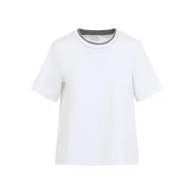 Peserico Lounge Crew Neck T Shirt Contrast Neckline In Transparent