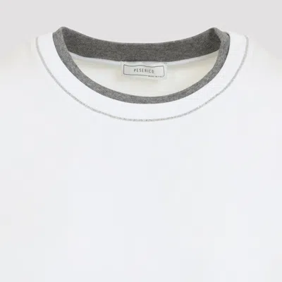 Peserico Lounge Crew Neck T Shirt Contrast Neckline In Transparent