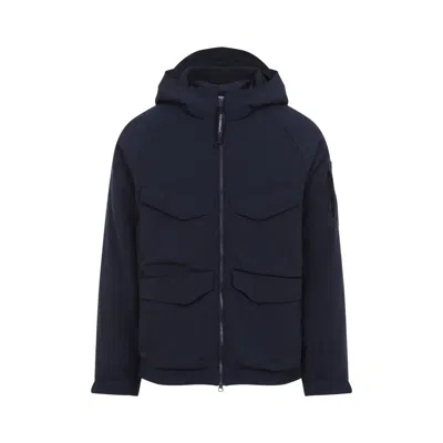 C.p. Company C.p.company Total Eclipse Shell Padded Hooded Lens Jacket In Blue