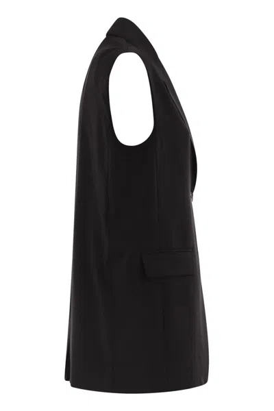 Max Mara Sleeveless Wool Jacket In Black