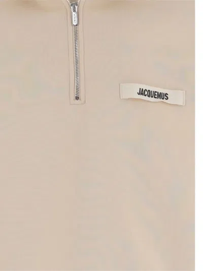 Jacquemus High-collar Cotton Pullover With Half-zip Closure In Neutral