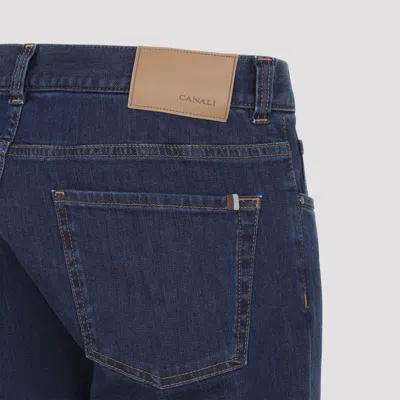Canali Logo Patch Slim-leg Jeans In Multi