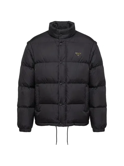 Prada Re-nylon Down Jacket In Black