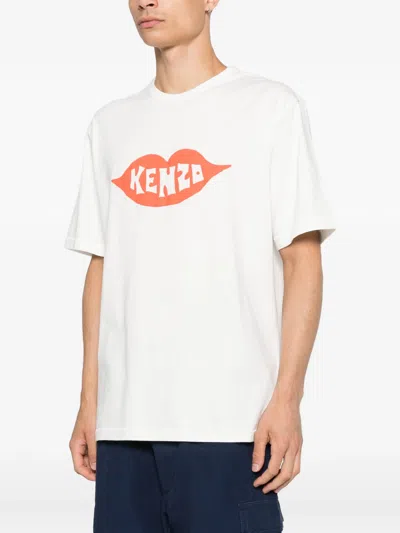 Kenzo Graphic Print Round Neck Short Sleeve T-shirt In Metallic