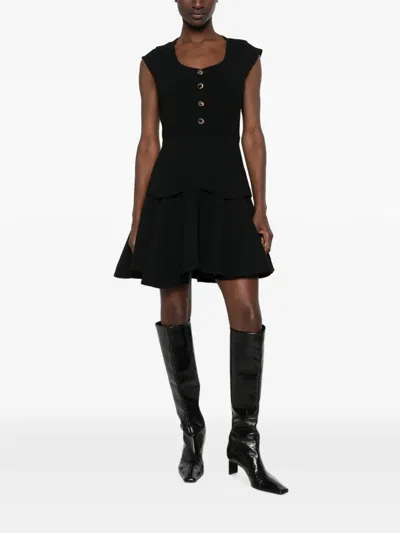 Sandro Paris Structured Buttoned Mini Dress In Black