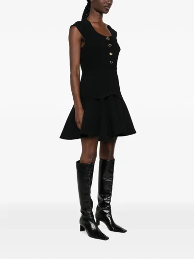 Sandro Paris Structured Buttoned Mini Dress In Black