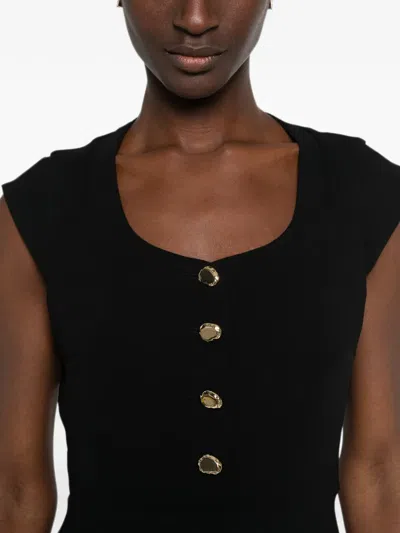 Sandro Paris Structured Buttoned Mini Dress In Black