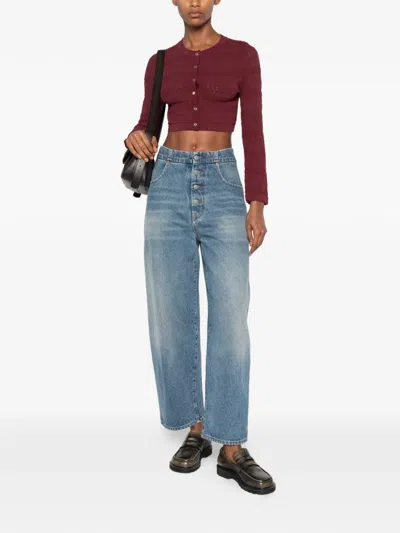 Sandro Buttoned Cardigan In Burgundy