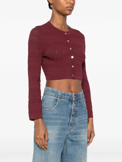 Sandro Buttoned Cardigan In Burgundy