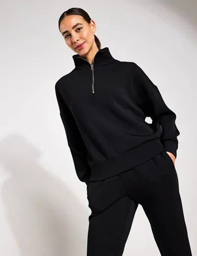 Varley Doublesoft Davidson Quarter-zip Sweatshirt In Black