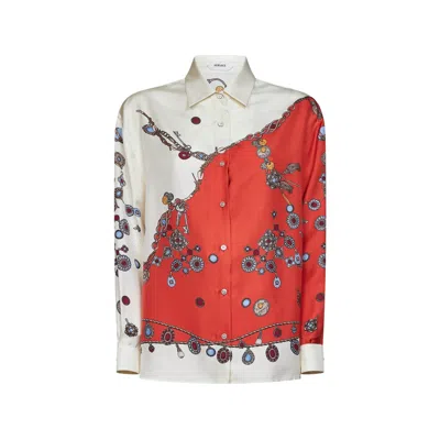 Versace Informal Shirt Silk Twill Print Stolen Jewels In Multi