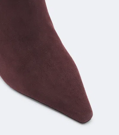 Paris Texas Rose Suede Ankle Boots In Brown