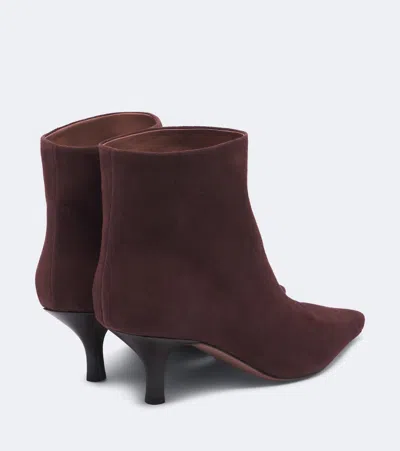Paris Texas Rose Suede Ankle Boots In Brown