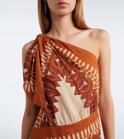 Johanna Ortiz Sun Traveller Printed Cotton-voile Mini Dress In Brown