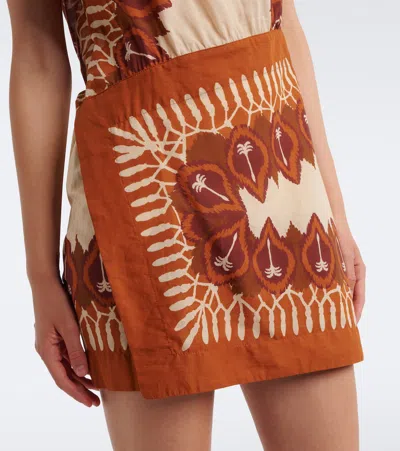 Johanna Ortiz Sun Traveller Printed Cotton-voile Mini Dress In Brown