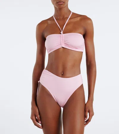 Balmain Ruched Bikini In Pink